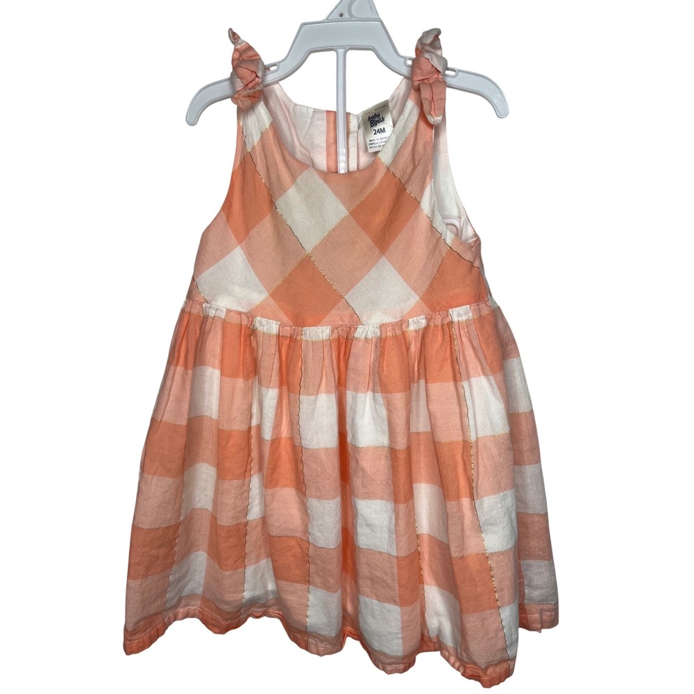 Baby B'gosh Orange White Buffalo Plaid Gold Shimmer Dress 24M OSH11772-GP